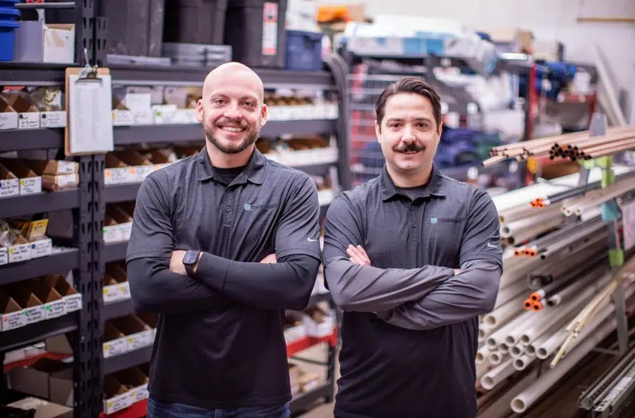 Taggart techs in warehouse in Pittsburg, PA.